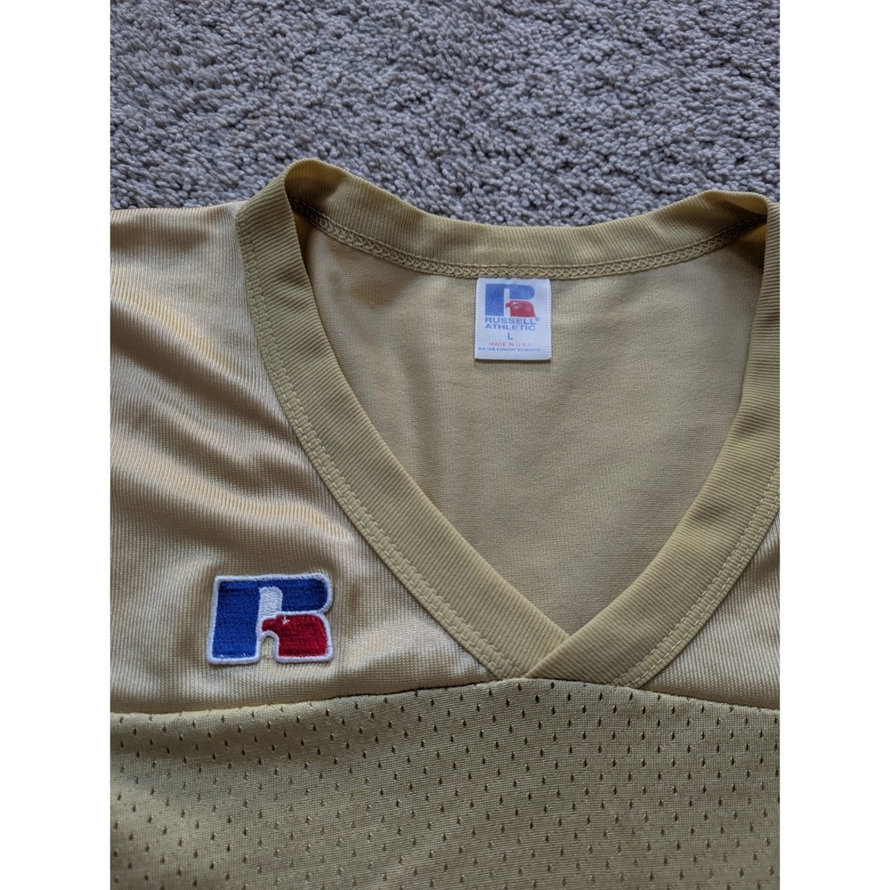 Russell Athletic Football Jersey Mens L Polyester Gold Vintage 90s Mesh USA - Picture 4 of 5